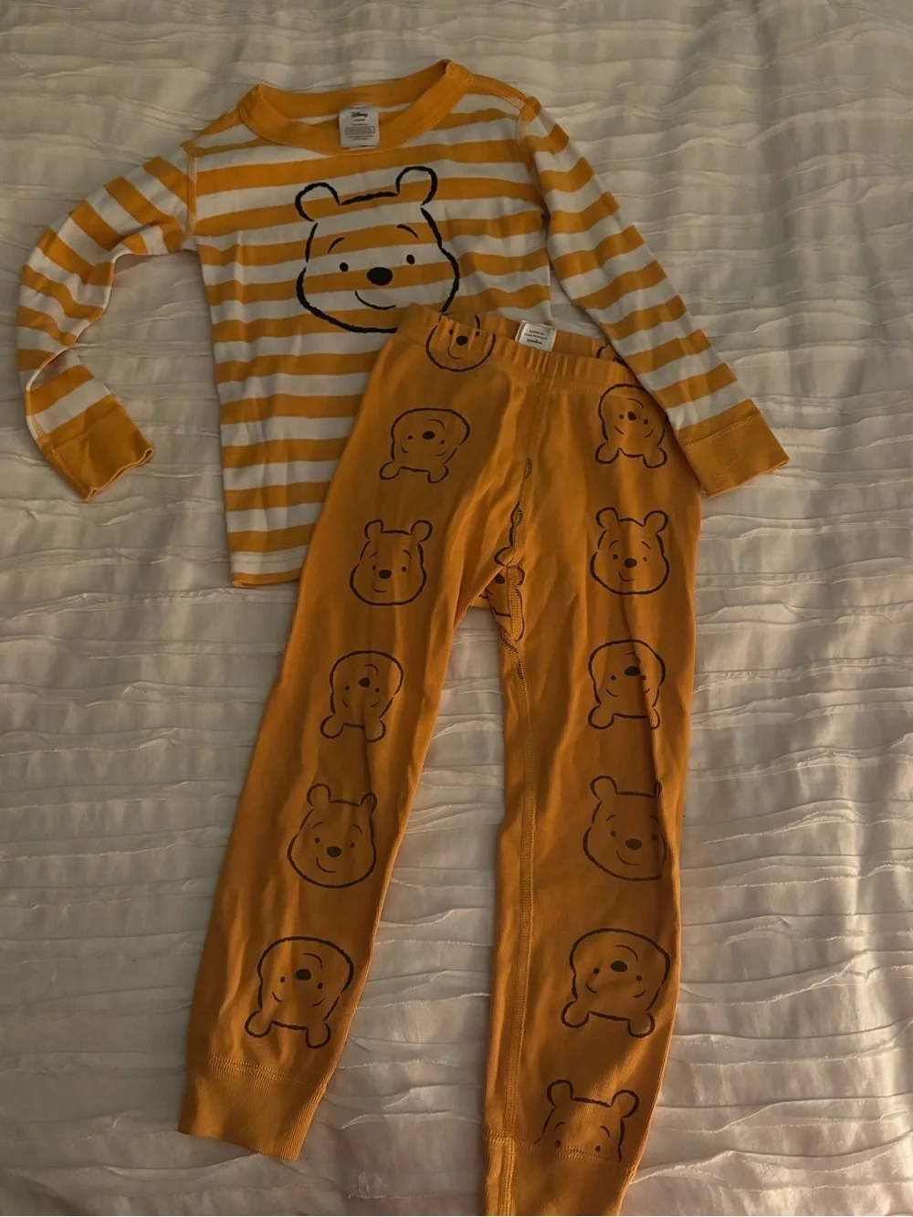 Hanna Andersson Yellow & White Striped Pooh Pajama Set